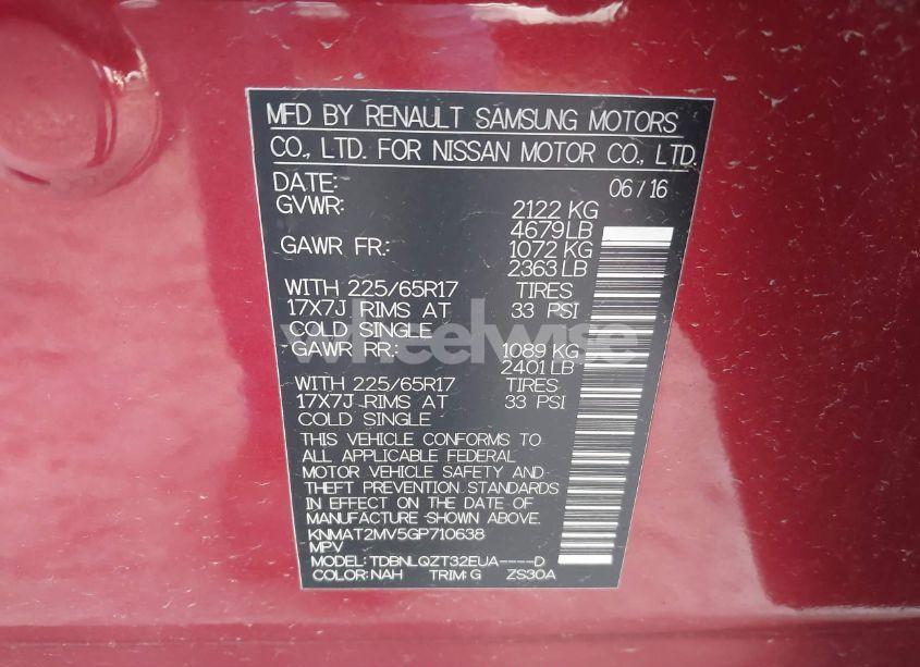 Photo 9 of 2016 Nissan Rogue S/SL/SV (VIN KNMAT2MV5GP710638)