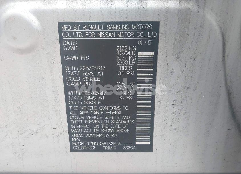 Photo 9 of 2017 Nissan Rogue SV (VIN KNMAT2MV5HP552643)