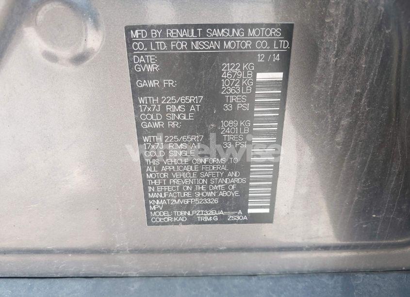 Photo 9 of 2015 Nissan Rogue S (VIN KNMAT2MV6FP523326)
