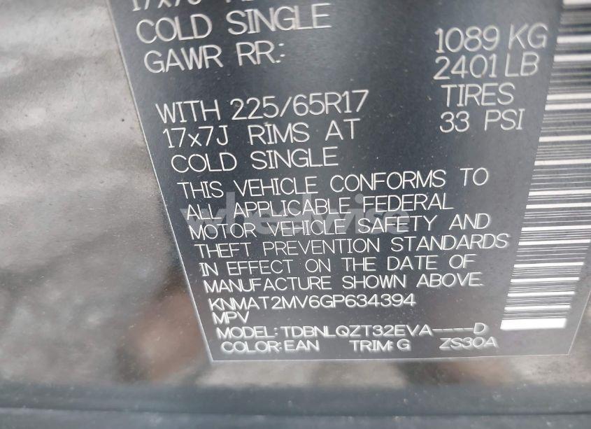 Photo 9 of 2016 Nissan Rogue SV (VIN KNMAT2MV6GP634394)