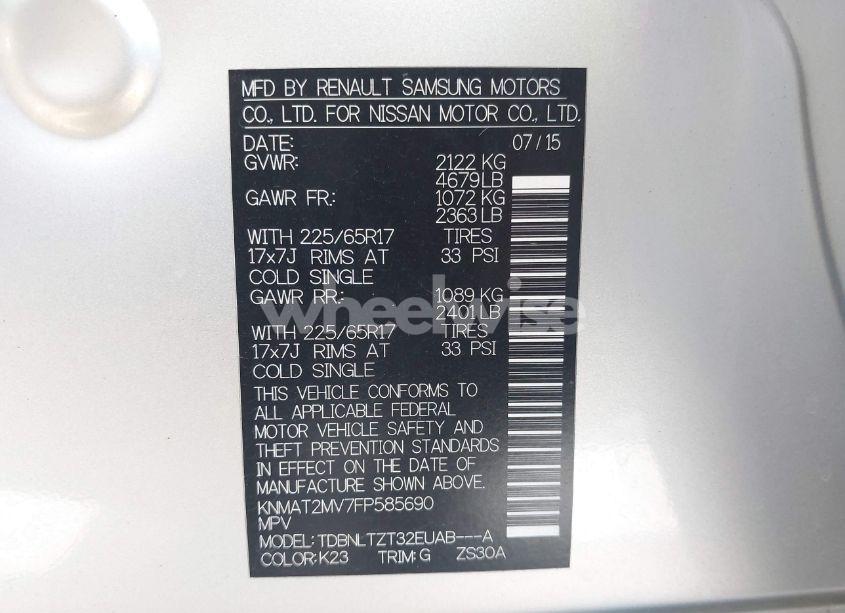 Photo 9 of 2015 Nissan Rogue SV (VIN KNMAT2MV7FP585690)