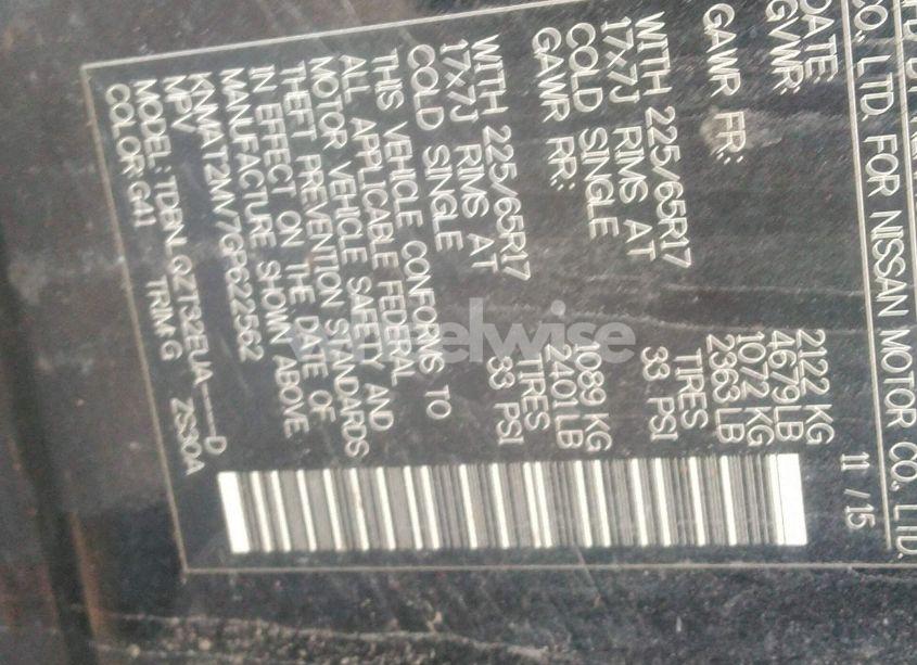 Photo 9 of 2016 Nissan Rogue SV (VIN KNMAT2MV7GP622562)