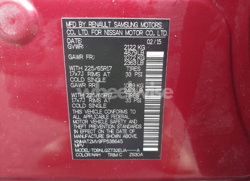 Photo 9 of 2015 Nissan Rogue SV (VIN KNMAT2MV9FP538645)