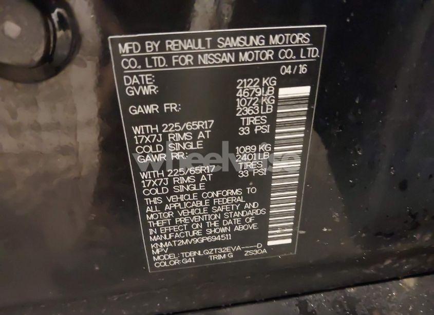 Photo 9 of 2016 Nissan Rogue SV (VIN KNMAT2MV9GP694511)