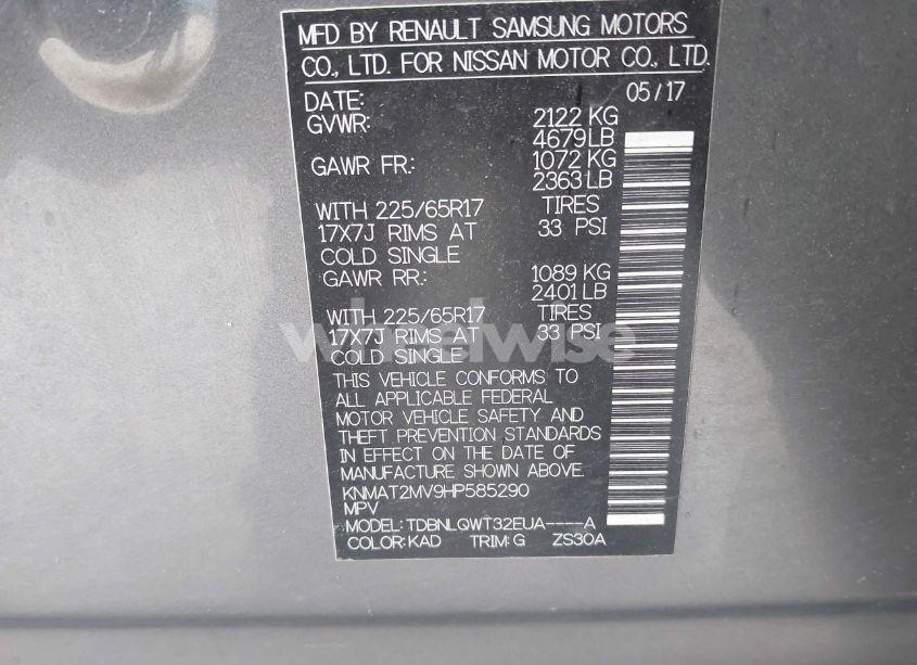 Photo 9 of 2017 Nissan Rogue SV (VIN KNMAT2MV9HP585290)