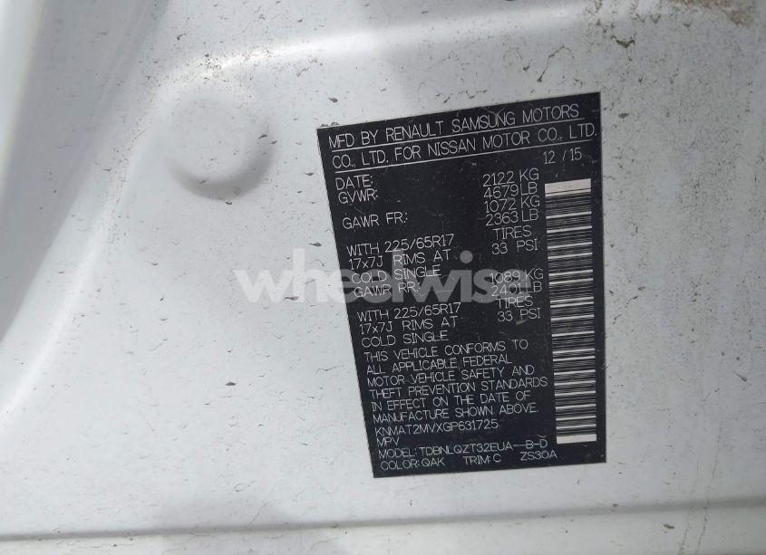 Photo 9 of 2016 Nissan Rogue SV (VIN KNMAT2MVXGP631725)