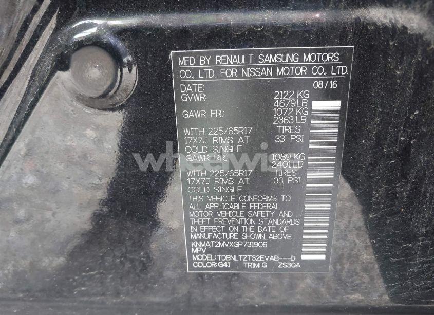 Photo 9 of 2016 Nissan Rogue SV (VIN KNMAT2MVXGP731906)