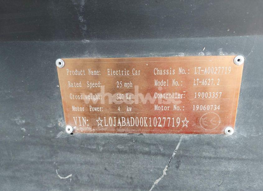 Photo 10 of 2019 Lvtong Lt-a627 N/A (VIN L0JABAD00K1027719)