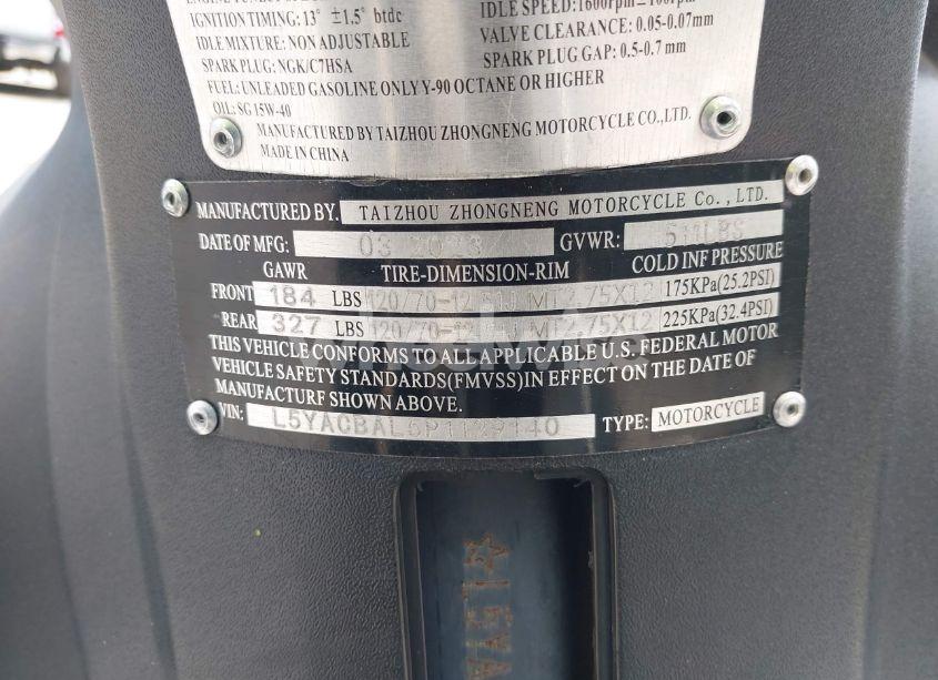 Photo 10 of 2023 Zongshen Other (VIN L5YACBAL5P1129140)