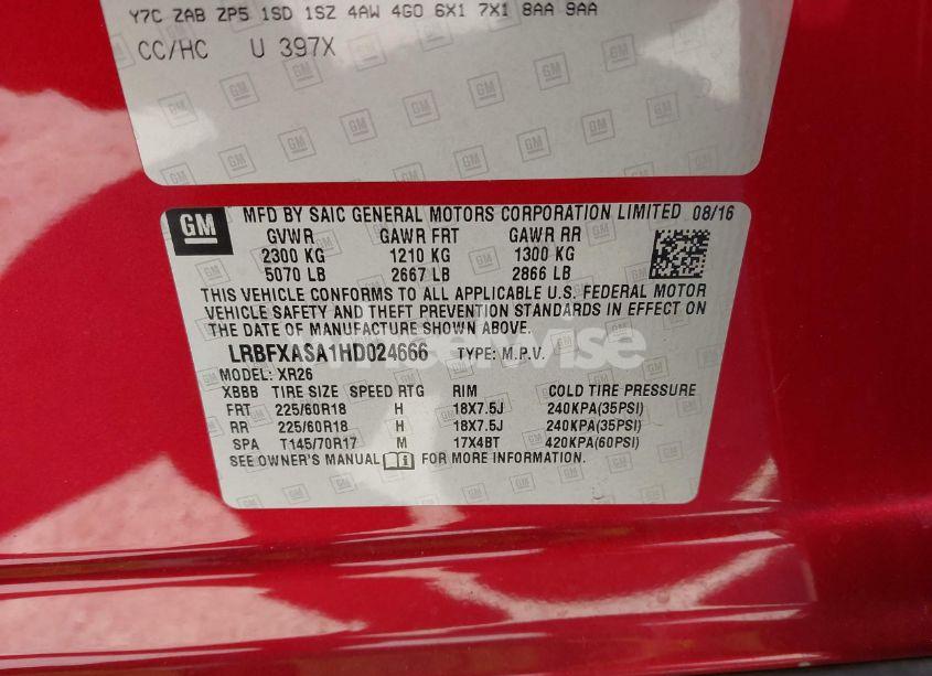 Photo 9 of 2017 Buick Envision PREFERRED (VIN LRBFXASA1HD024666)