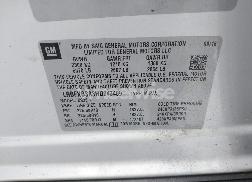 Photo 9 of 2017 Buick Envision ESSENCE (VIN LRBFXBSA3HD045489)