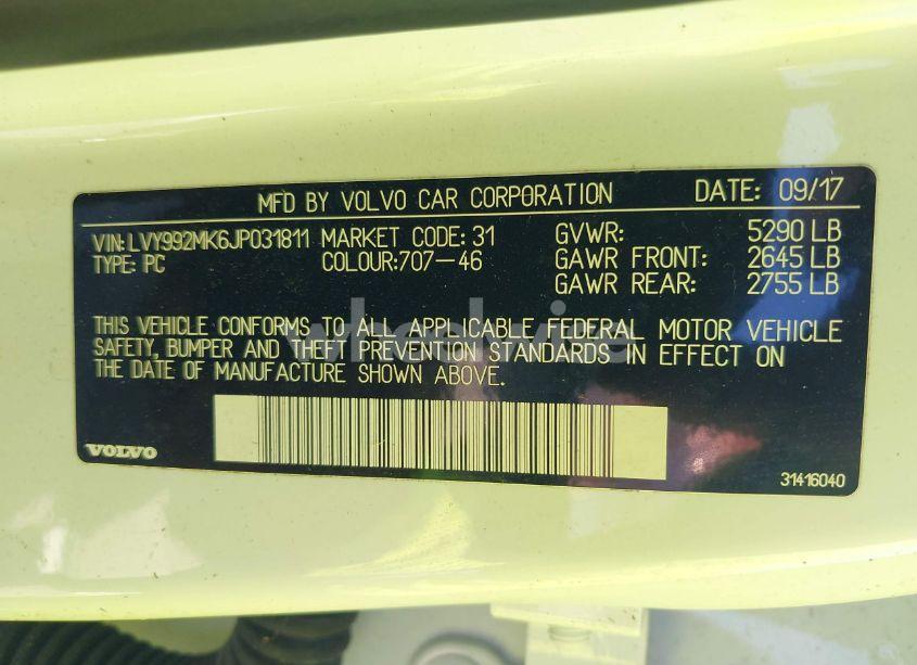 Photo 9 of 2018 Volvo S90 T6 MOMENTUM (VIN LVY992MK6JP031811)