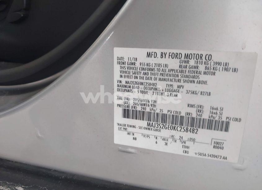 Photo 9 of 2019 Ford Ecosport SE (VIN MAJ3S2GE0KC258482)