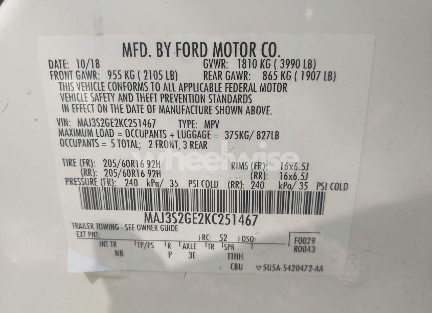 Photo 9 of 2019 Ford Ecosport SE (VIN MAJ3S2GE2KC251467)