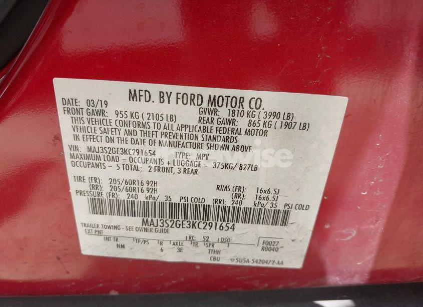 Photo 9 of 2019 Ford Ecosport SE (VIN MAJ3S2GE3KC291654)