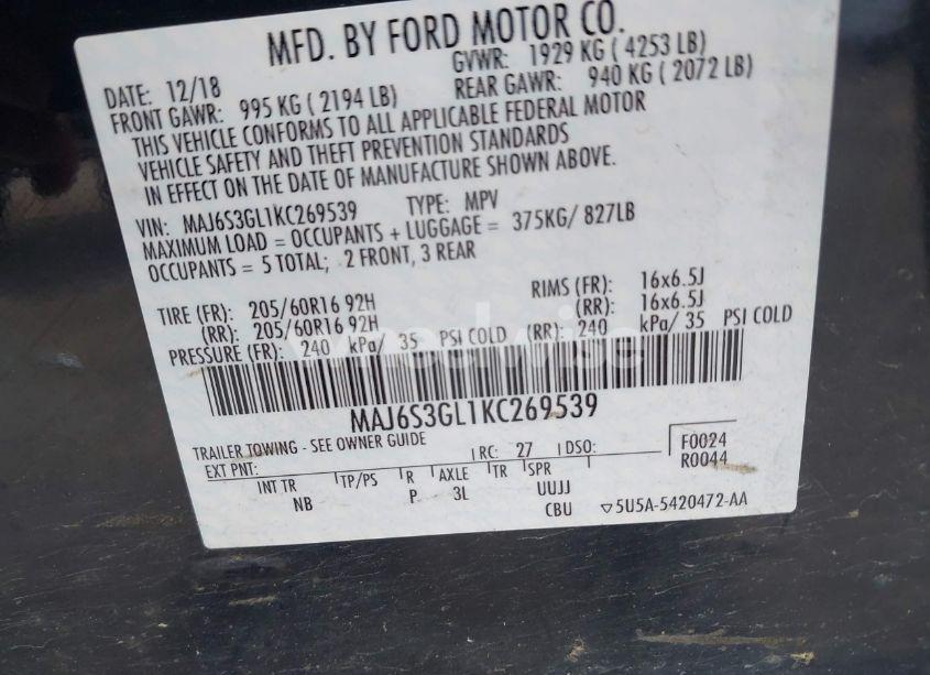 Photo 9 of 2019 Ford Ecosport SE (VIN MAJ6S3GL1KC269539)