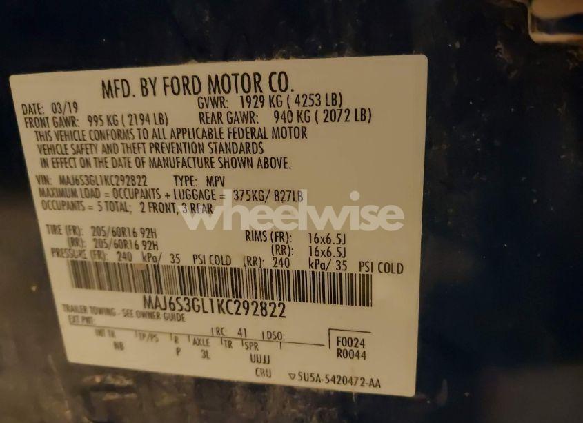 Photo 9 of 2019 Ford Ecosport SE (VIN MAJ6S3GL1KC292822)