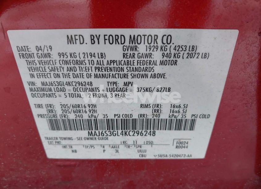 Photo 9 of 2019 Ford Ecosport SE (VIN MAJ6S3GL4KC296248)