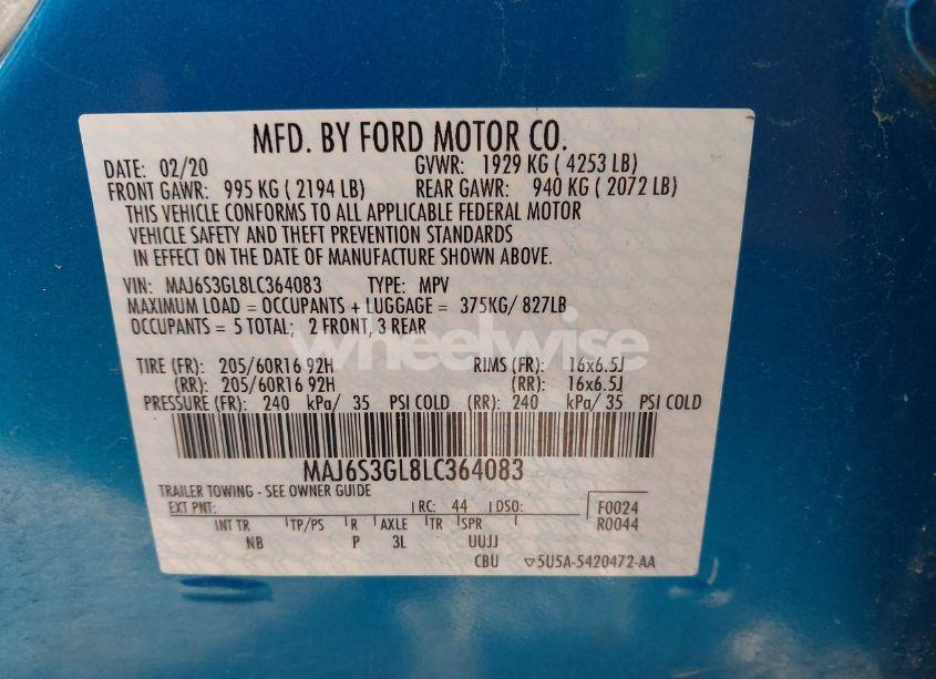 Photo 9 of 2020 Ford Ecosport SE (VIN MAJ6S3GL8LC364083)