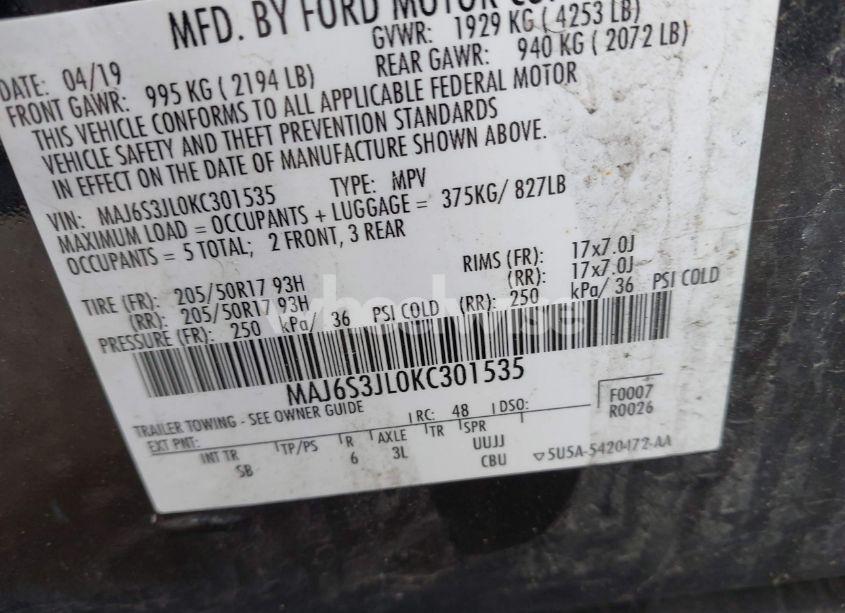 Photo 9 of 2019 Ford Ecosport SES (VIN MAJ6S3JL0KC301535)