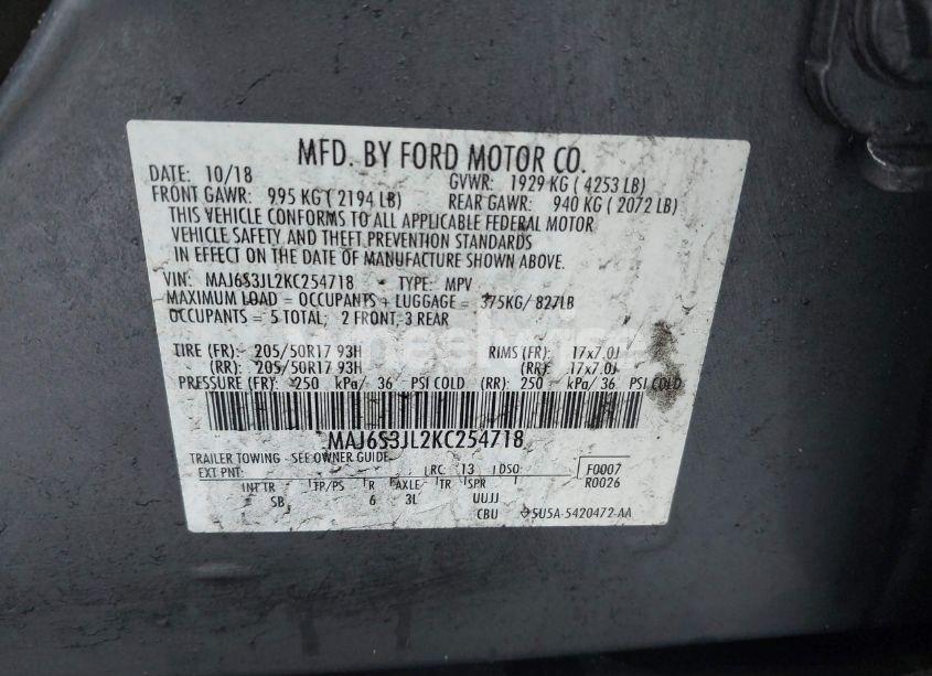 Photo 9 of 2019 Ford Ecosport SES (VIN MAJ6S3JL2KC254718)