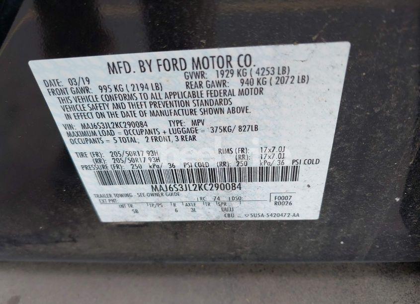 Photo 9 of 2019 Ford Ecosport SES (VIN MAJ6S3JL2KC290084)