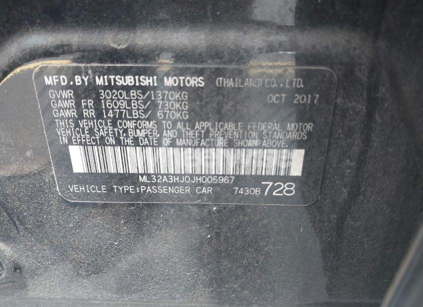 Photo 9 of 2018 Mitsubishi Mirage ES (VIN ML32A3HJ0JH005967)