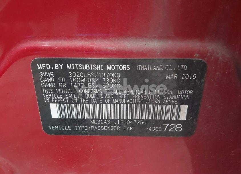 Photo 9 of 2015 Mitsubishi Mirage DE/RF (VIN ML32A3HJ1FH047250)