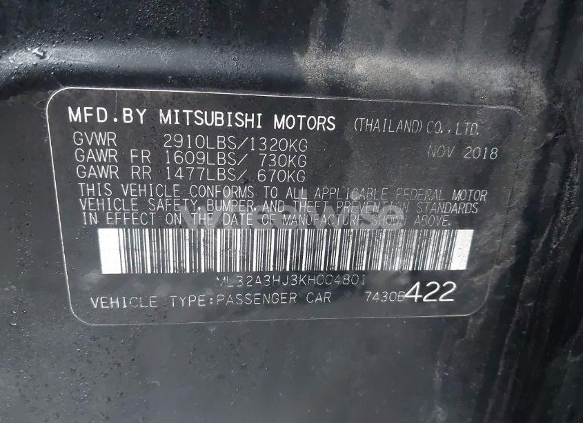 Photo 9 of 2019 Mitsubishi Mirage ES (VIN ML32A3HJ3KH004801)
