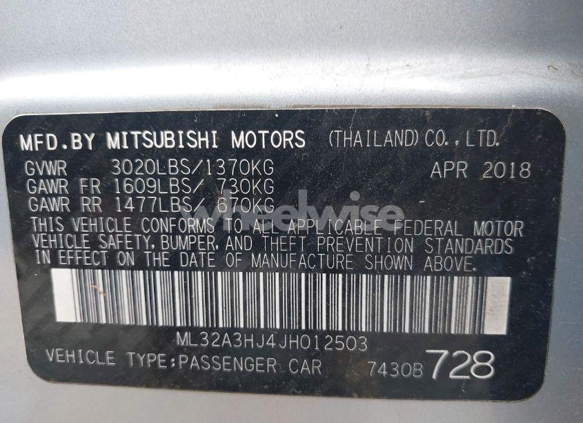 Photo 9 of 2018 Mitsubishi Mirage ES (VIN ML32A3HJ4JH012503)