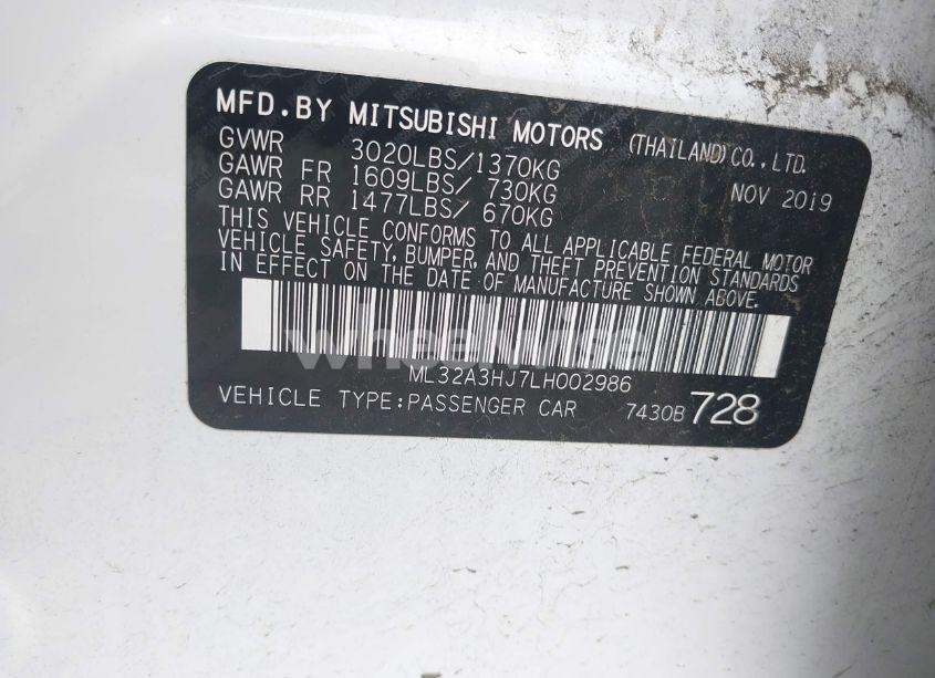 Photo 9 of 2020 Mitsubishi Mirage ES (VIN ML32A3HJ7LH002986)