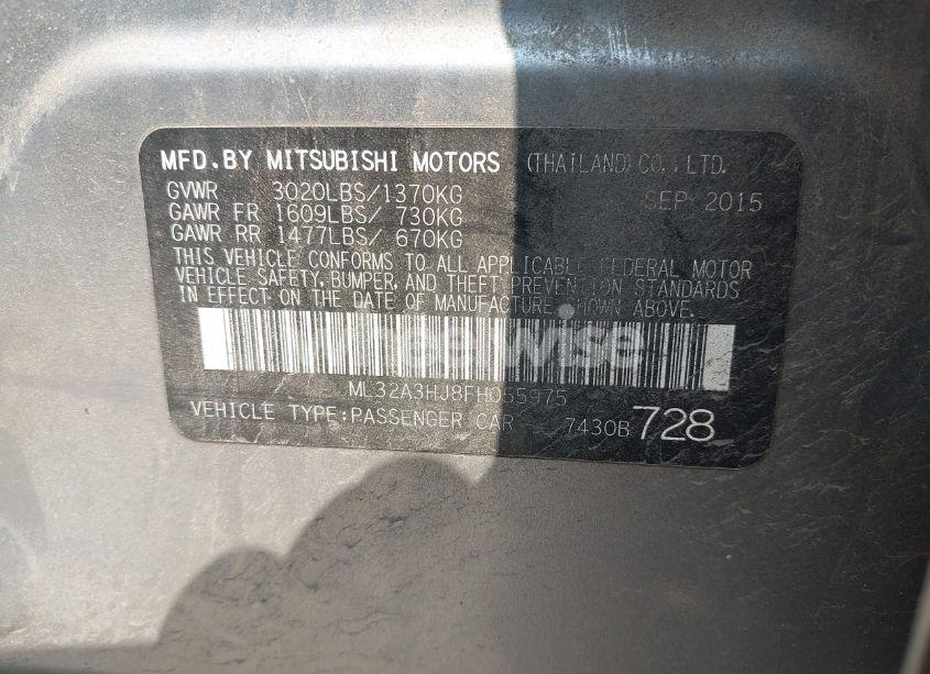 Photo 9 of 2015 Mitsubishi Mirage DE (VIN ML32A3HJ8FH055975)