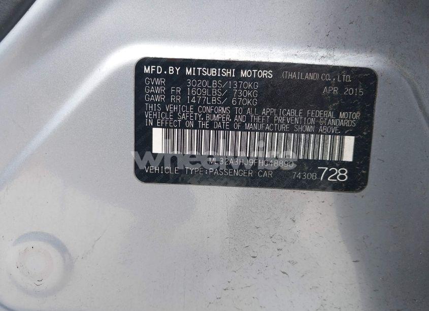 Photo 9 of 2015 Mitsubishi Mirage DE/RF (VIN ML32A3HJ9FH048890)