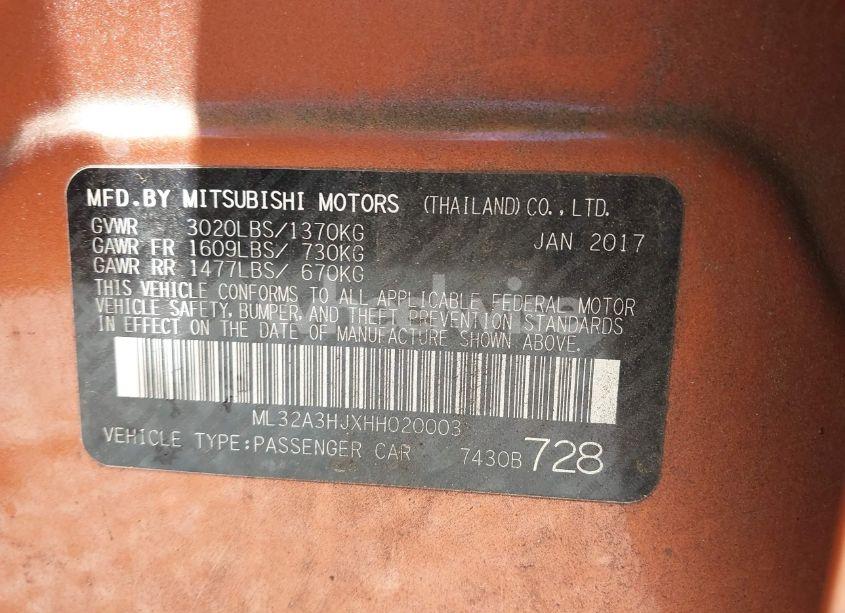 Photo 9 of 2017 Mitsubishi Mirage ES (VIN ML32A3HJXHH020003)