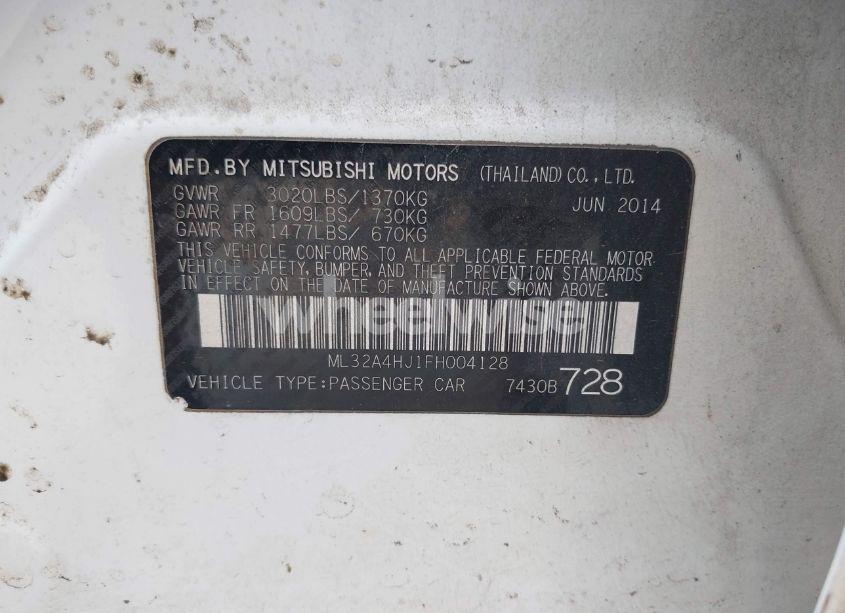 Photo 9 of 2015 Mitsubishi Mirage ES (VIN ML32A4HJ1FH004128)