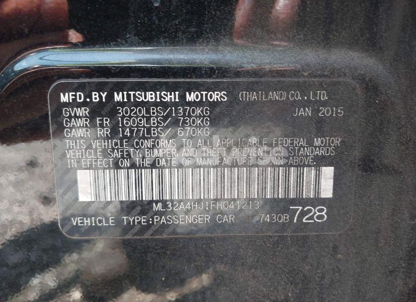 Photo 9 of 2015 Mitsubishi Mirage ES/RF (VIN ML32A4HJ1FH041213)
