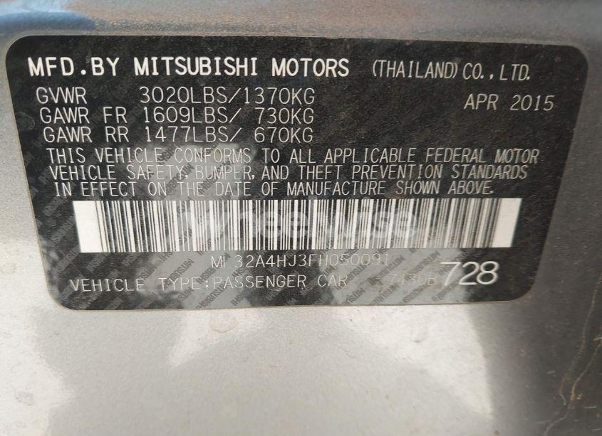 Photo 9 of 2015 Mitsubishi Mirage ES (VIN ML32A4HJ3FH050091)