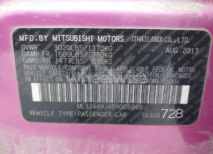 Photo 9 of 2014 Mitsubishi Mirage ES (VIN ML32A4HJ4EH005949)