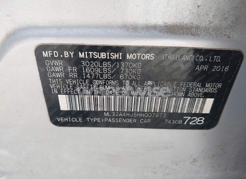 Photo 9 of 2017 Mitsubishi Mirage SE (VIN ML32A4HJ5HH007973)