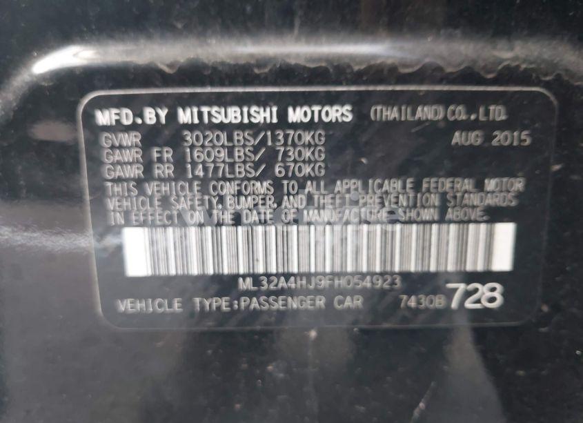 Photo 9 of 2015 Mitsubishi Mirage ES/RF (VIN ML32A4HJ9FH054923)