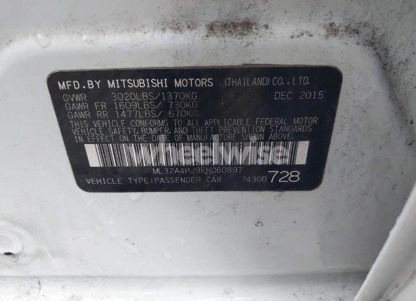 Photo 9 of 2015 Mitsubishi Mirage ES (VIN ML32A4HJ9FH060897)