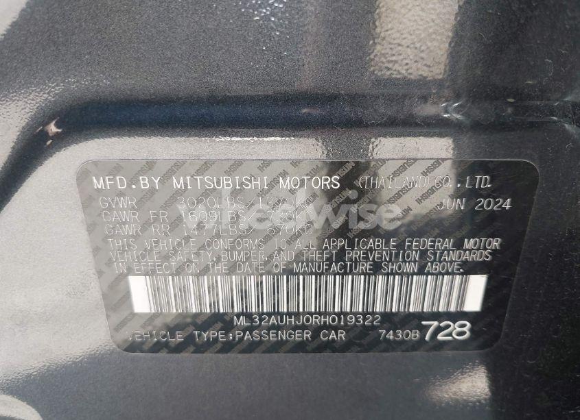 Photo 9 of 2024 Mitsubishi Mirage ES/LE (VIN ML32AUHJ0RH019322)