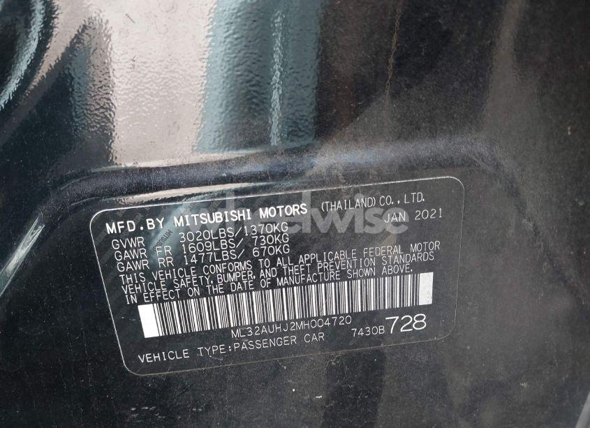 Photo 9 of 2021 Mitsubishi Mirage ES/LE/CARBONITE EDITION (VIN ML32AUHJ2MH004720)