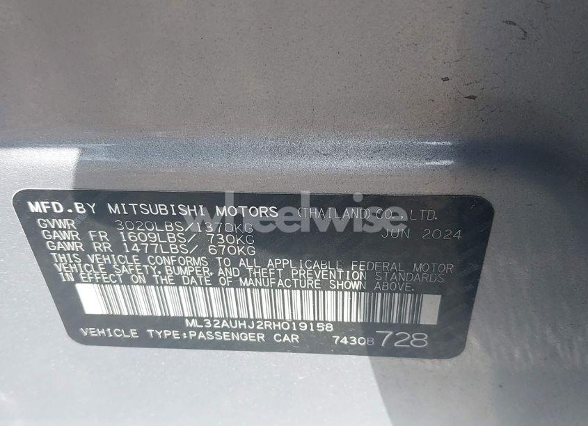 Photo 9 of 2024 Mitsubishi Mirage ES/LE (VIN ML32AUHJ2RH019158)