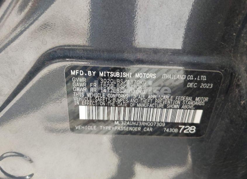 Photo 9 of 2024 Mitsubishi Mirage ES/LE (VIN ML32AUHJ3RH007309)