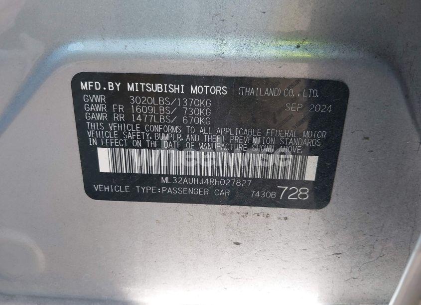 Photo 9 of 2024 Mitsubishi Mirage ES/LE (VIN ML32AUHJ4RH027827)