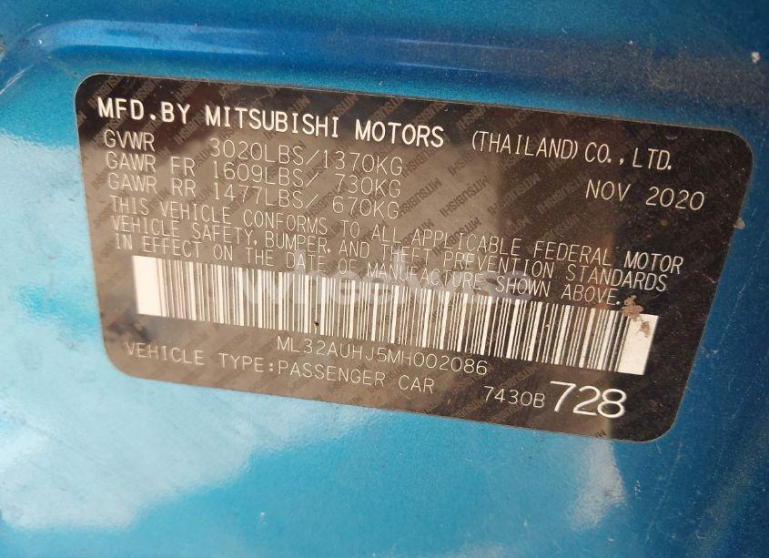 Photo 9 of 2021 Mitsubishi Mirage CARBONITE EDITION/ES/LE (VIN ML32AUHJ5MH002086)