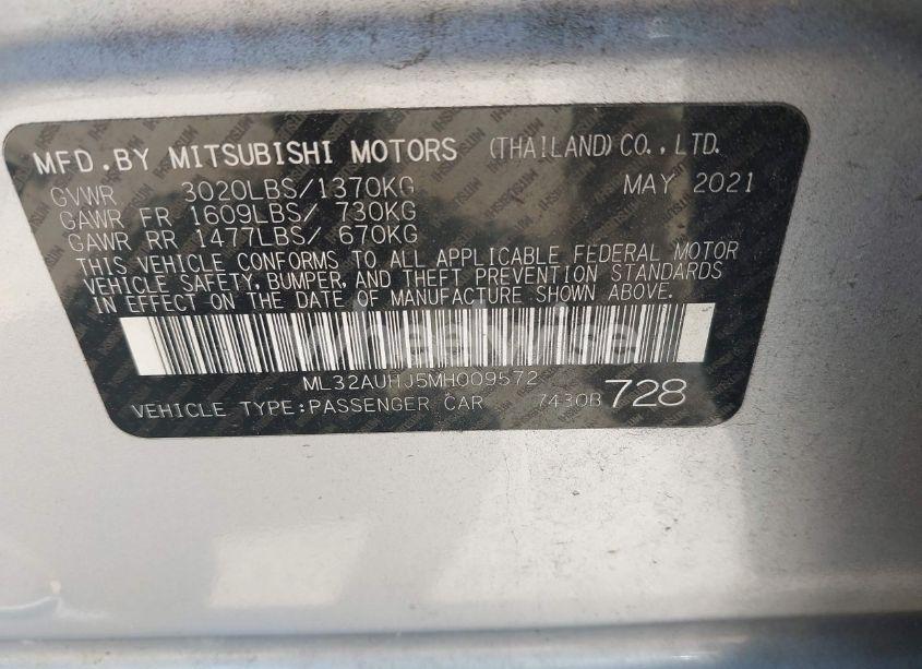 Photo 9 of 2021 Mitsubishi Mirage CARBONITE EDITION/ES/LE (VIN ML32AUHJ5MH009572)