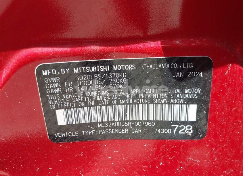 Photo 9 of 2024 Mitsubishi Mirage ES/LE (VIN ML32AUHJ5RH007960)