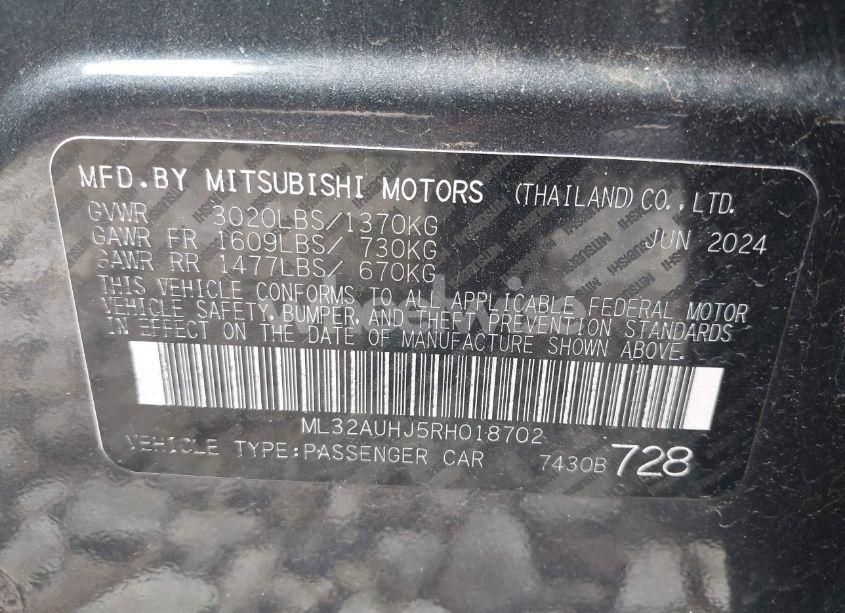 Photo 9 of 2024 Mitsubishi Mirage ES/LE (VIN ML32AUHJ5RH018702)